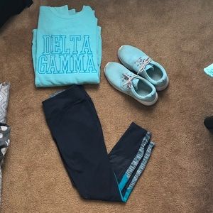 Gray and blue leggings